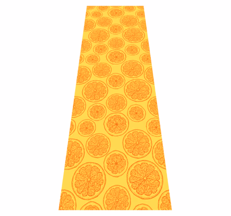 Kitchen vinyl mat with orange hand-drawn pattern - TenStickers