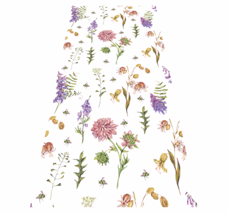 Kitchen vinyl mat with multicolor minimalist flowers - TenStickers