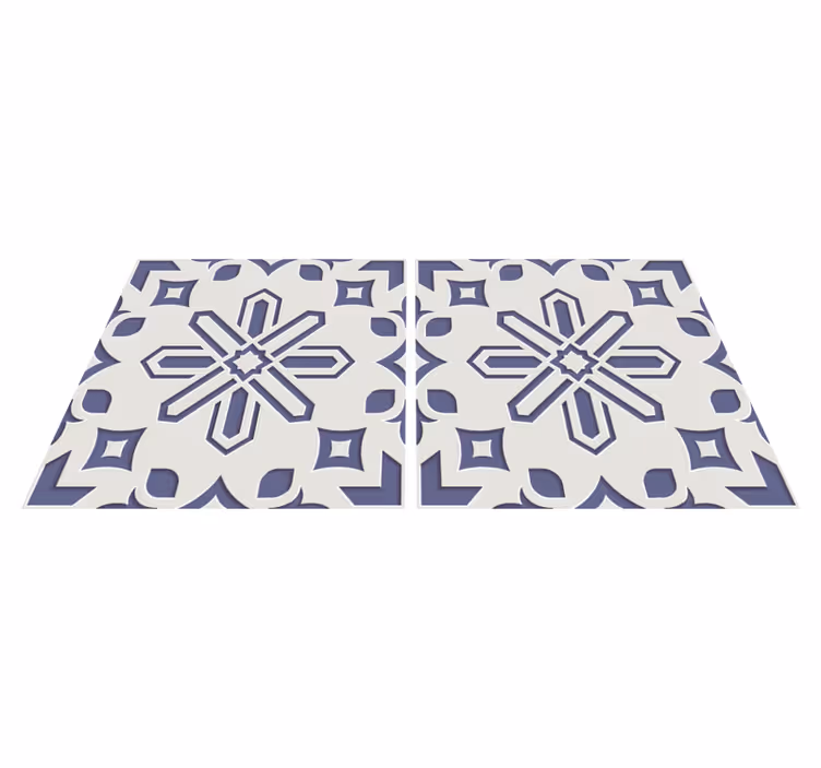 Kitchen vinyl mat with cute blue and white tile design - TenStickers