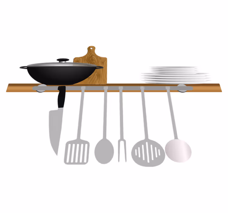 Kitchen vinyl mat dish drying rack with bowls - TenStickers
