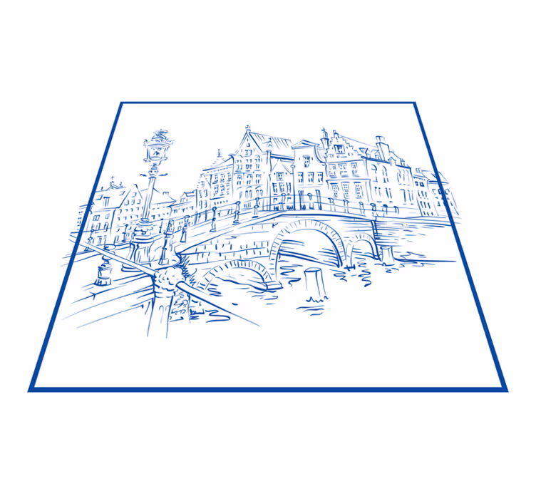 Kitchen vinyl mat delfts blue canal houses - TenStickers