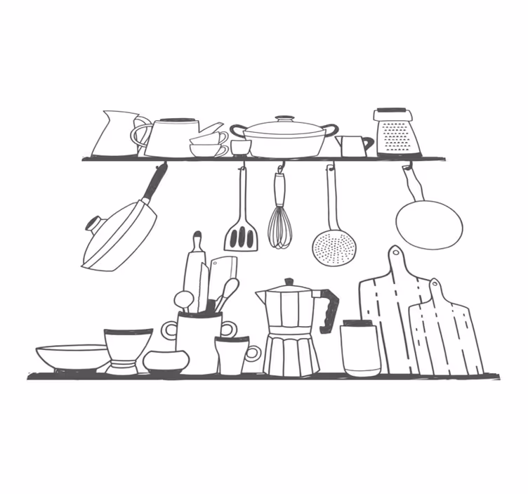 Kitchen vinyl mat for cooking utensils on shelves - TenStickers
