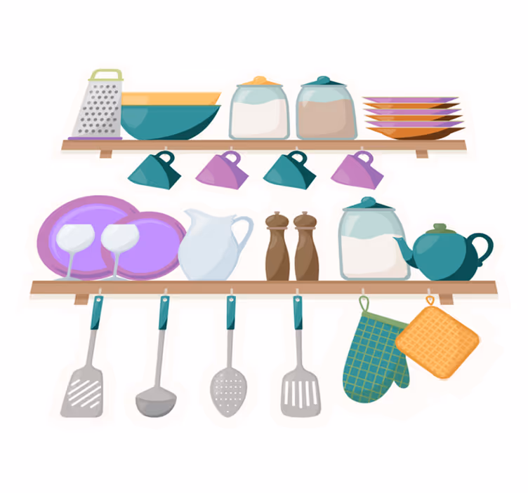 Kitchen vinyl mat for kitchen shelves with utensils - TenStickers
