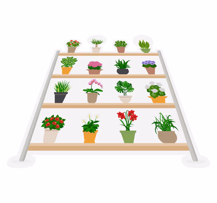 Kitchen vinyl mat with houseplants on shelves - TenStickers