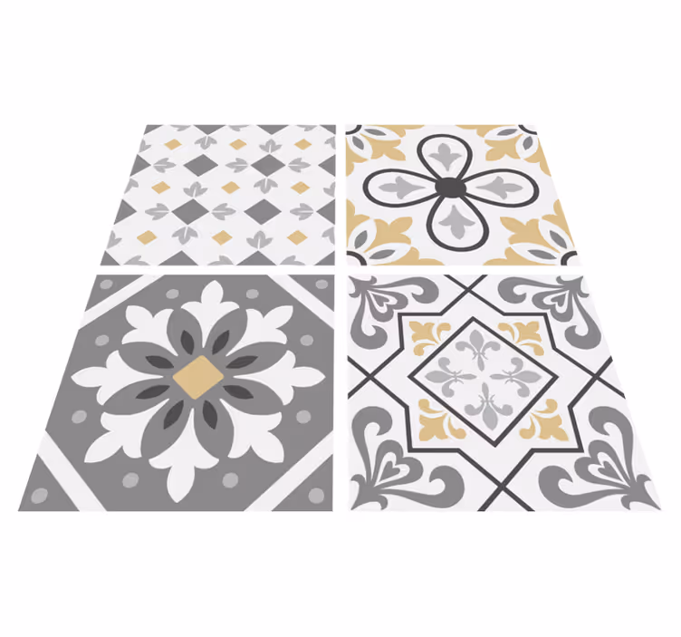 Kitchen vinyl mat amiaz cement tile design - TenStickers