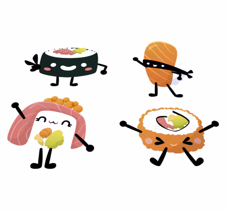 Kawaii sushi kitchen vinyl mat - TenStickers