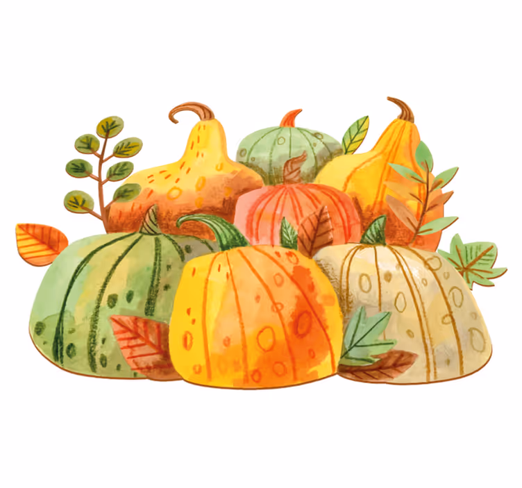 Kitchen vinyl mat watercolor happy thanksgiving veggies - TenStickers