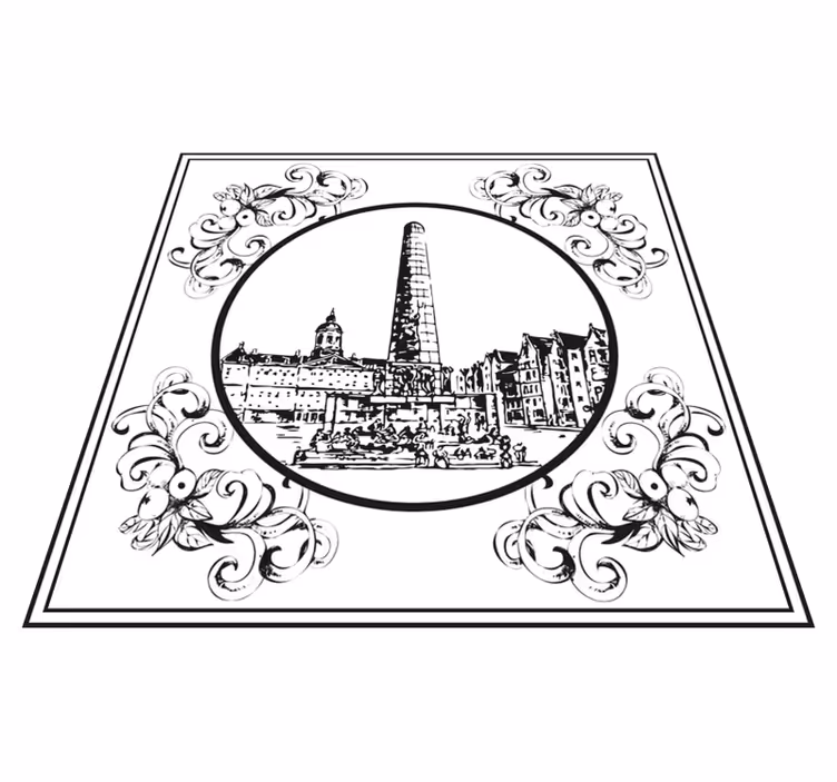 Kitchen vinyl mat amsterdam dam square design - TenStickers