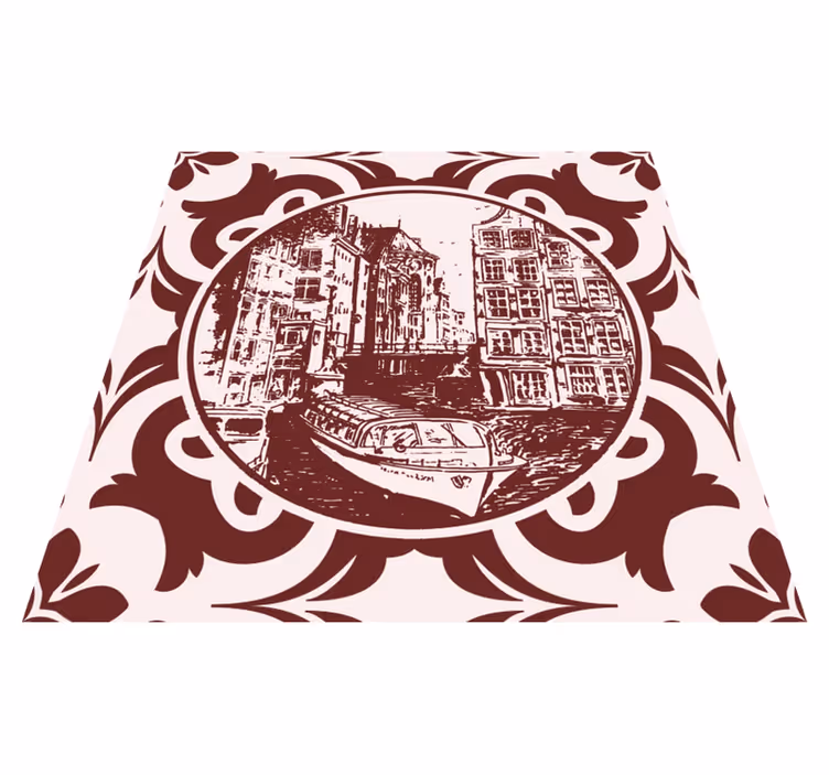 Kitchen vinyl mat with canal houses and boat design - TenStickers