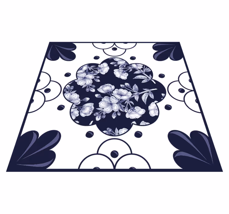 Kitchen vinyl mat with floral tile pattern - TenStickers