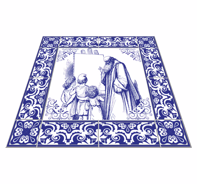 Kitchen vinyl mat blue delft design - TenStickers