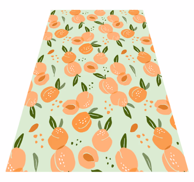 Kitchen vinyl mat with peaches on green background - TenStickers