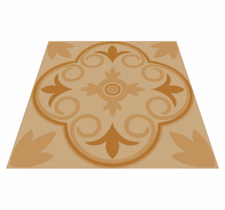 Kitchen vinyl mat in beige vintage floral design - TenStickers