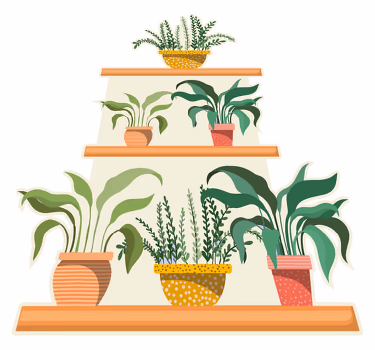 Kitchen vinyl mat watercolor plant shelf set - TenStickers