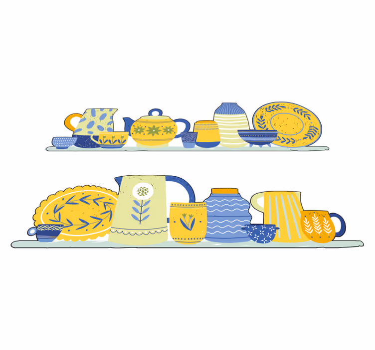 Kitchen vinyl mat vintage elegant kitchen shelf - TenStickers