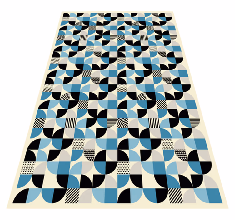 Kitchen vinyl mat with retro blue bauhaus design - TenStickers
