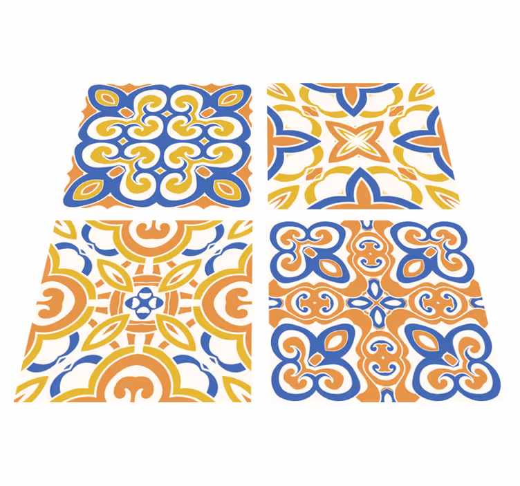Kitchen vinyl mat sicilian tile design - TenStickers