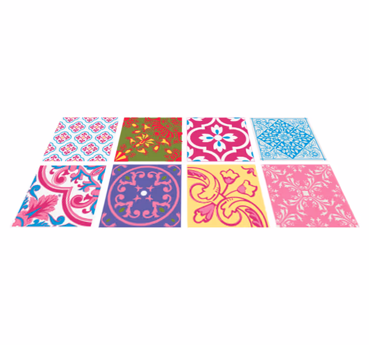 Kitchen vinyl mat with vibrant mediterranean tiles - TenStickers