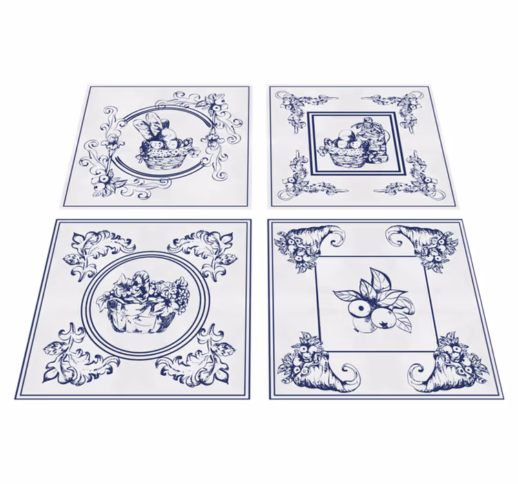 Kitchen vinyl mat belgian ceramics design - TenStickers