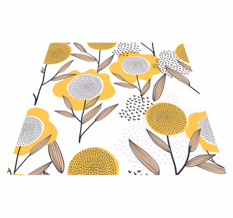 Kitchen vinyl mat with yellow abstract floral design - TenStickers