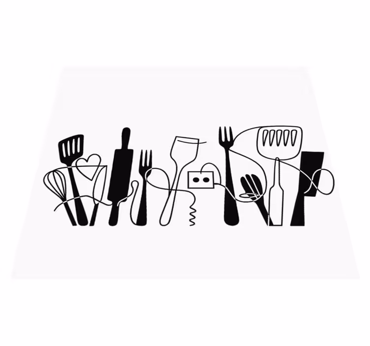 Kitchen vinyl mat for organized kitchen utensils - TenStickers