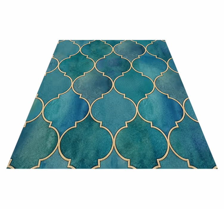 Kitchen vinyl mat in jade green with gold accent - TenStickers