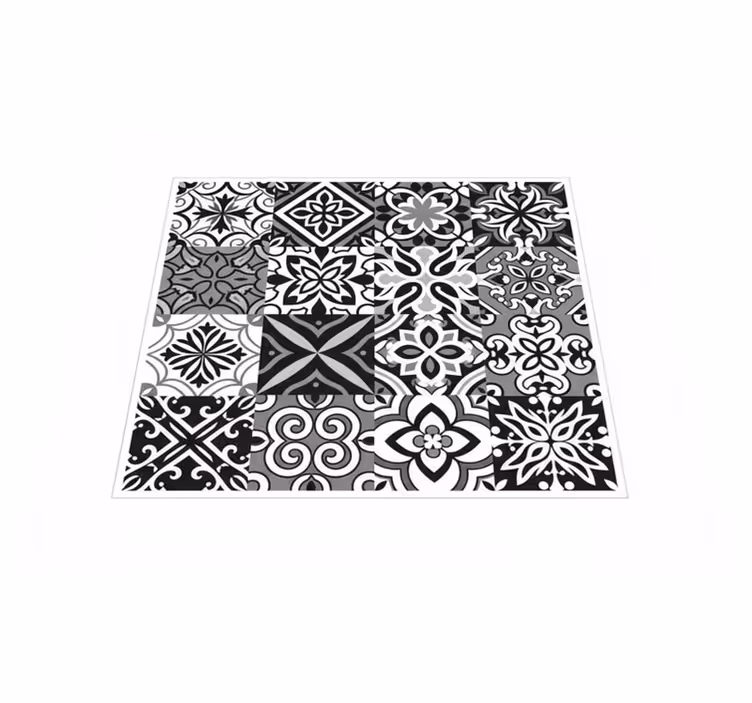 Kitchen vinyl mat in bold black geometric design - TenStickers