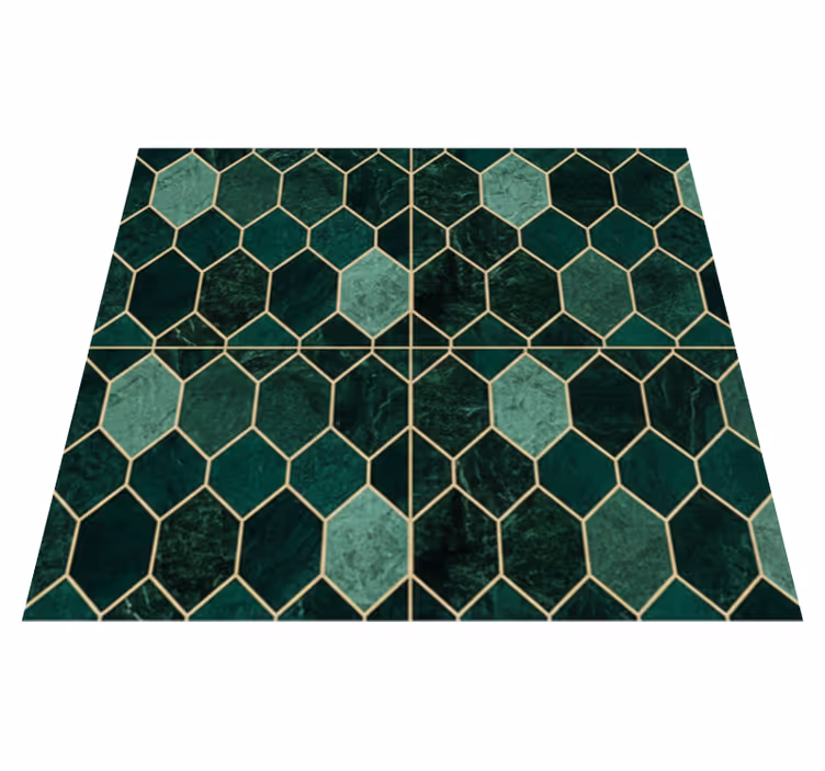 Kitchen vinyl mat in green scale with gold outline - TenStickers
