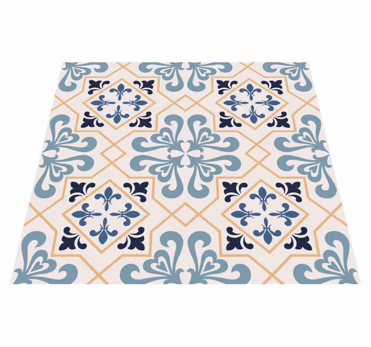 Kitchen vinyl mat with yellow portuguese tile design - TenStickers