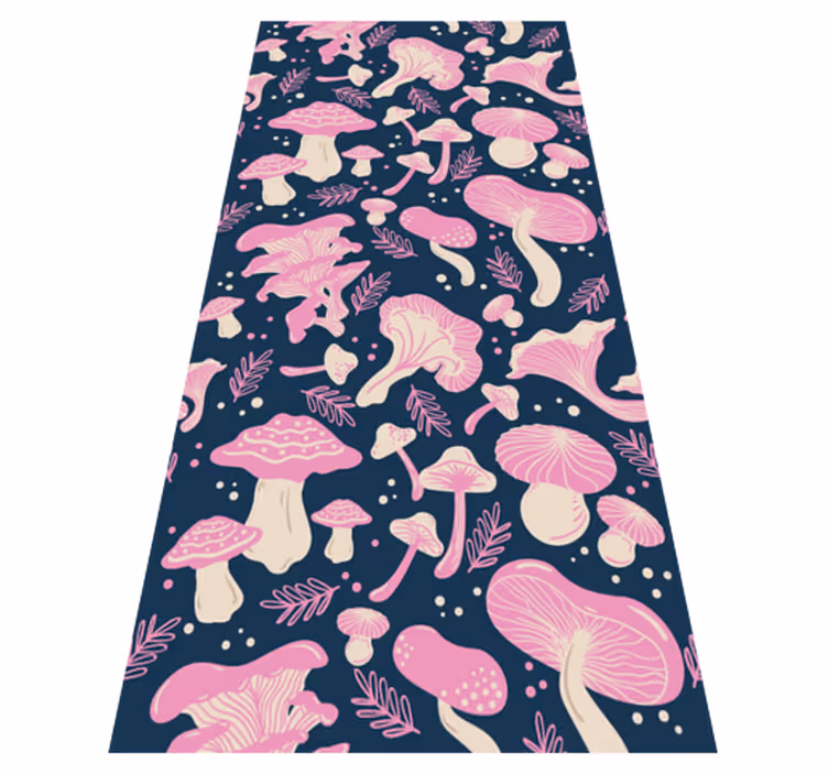 Kitchen vinyl mat with pink mushroom pattern - TenStickers