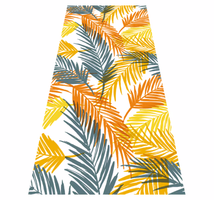 Kitchen vinyl mat hand-drawn tropical palm leaves - TenStickers