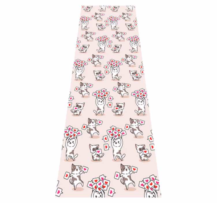 Bedroom carpet with cats and heart icons pattern - TenStickers