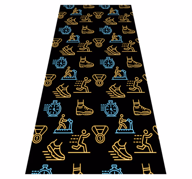 Bedroom carpet with neon vector icons on black - TenStickers