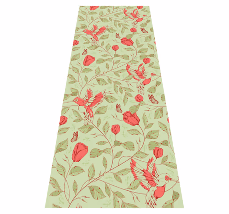 Bedroom carpet with red tulips on green background - TenStickers