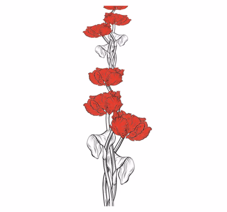 Bedroom carpet with red vertical tulips pattern - TenStickers