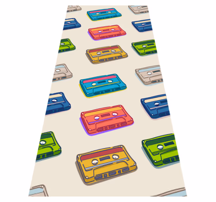Bedroom carpet with retro multicolored cassette pattern - TenStickers