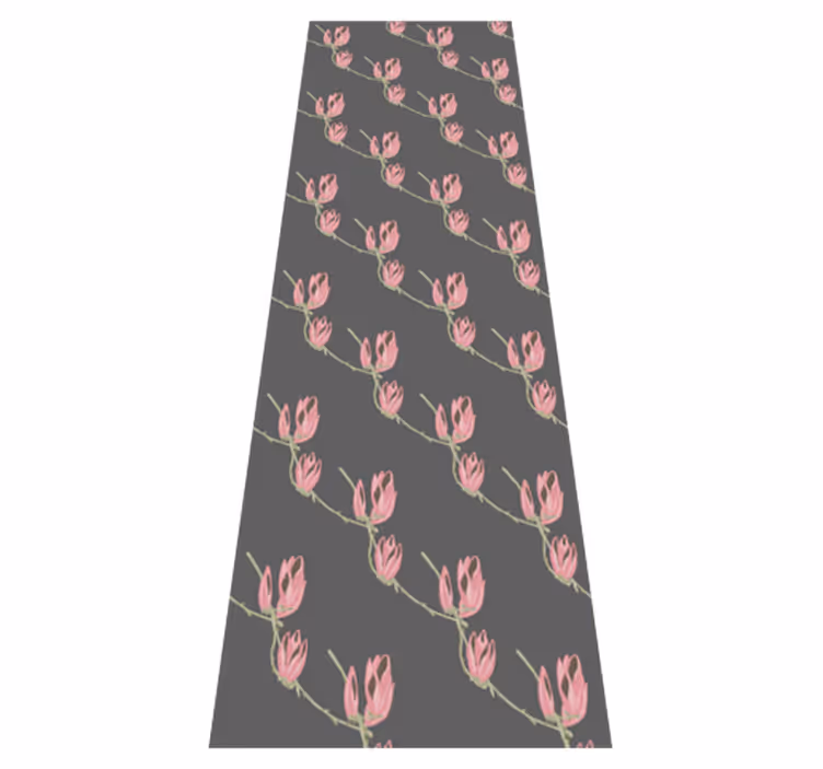 Bedroom carpet with small magnolia flowers on grey - TenStickers