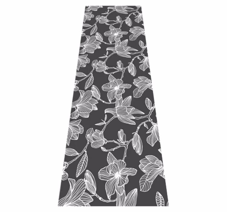 Bedroom carpet in white and grey magnolias - TenStickers