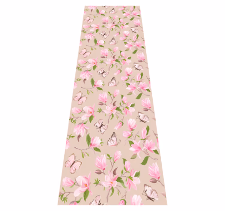 Bedroom carpet with pink magnolia and butterfly design - TenStickers