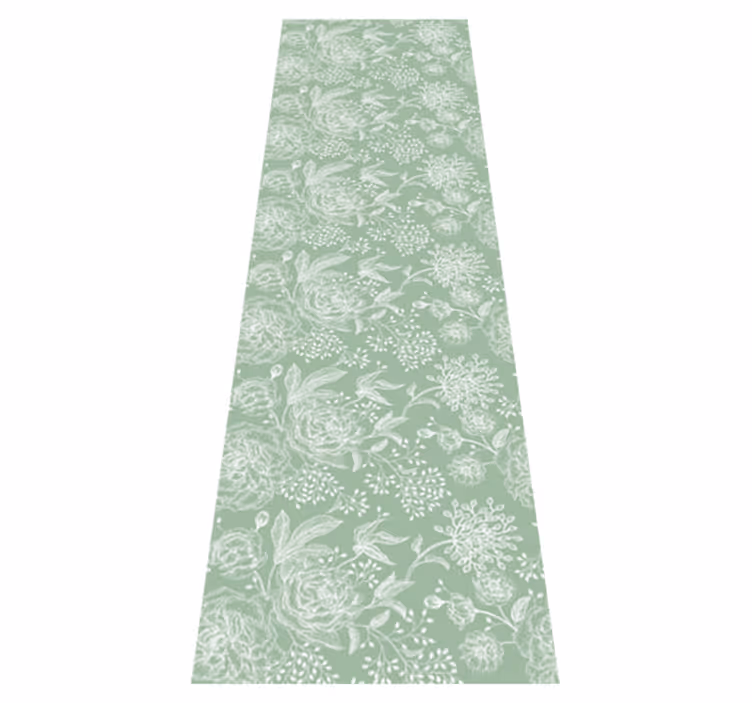 Green floral grandmillenial style bedroom carpet - TenStickers