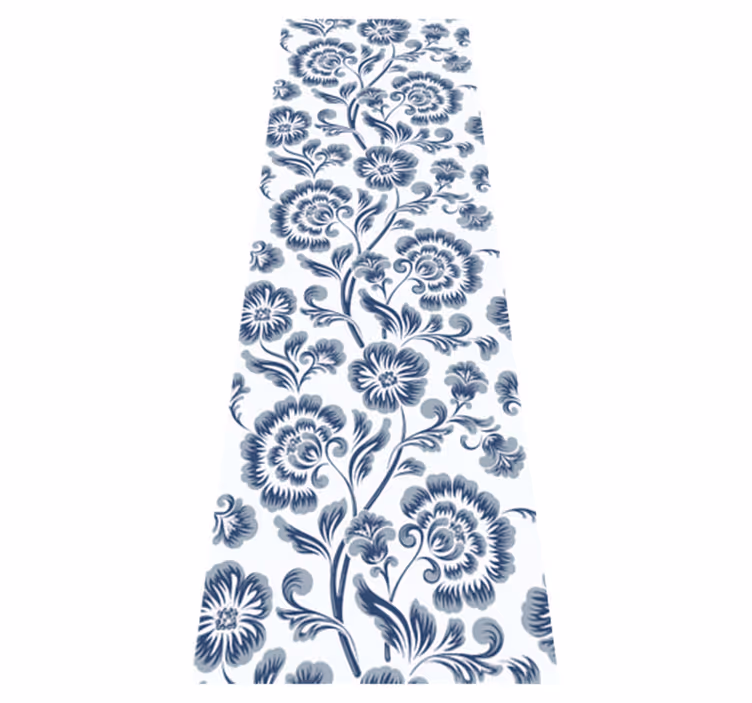 Bedroom carpet with blue floral grandmillenial pattern - TenStickers