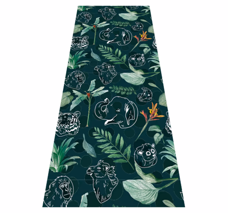 Colorful jungle animals and trees pattern bedroom carpet - TenStickers