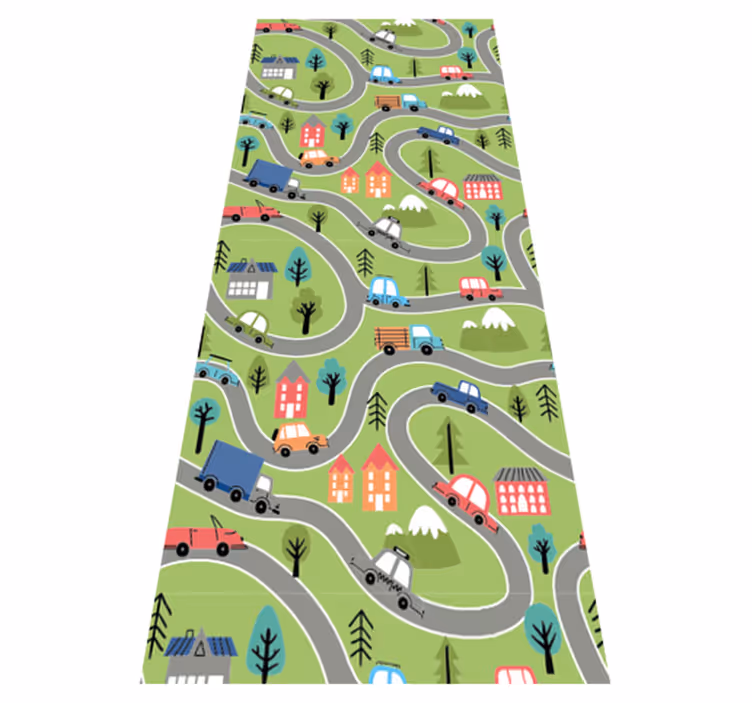 Bedroom carpet colorful street with racing cars - TenStickers