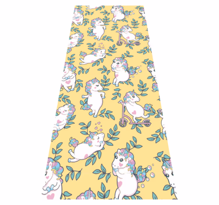 Bedroom carpet with cute unicorns and green leaves - TenStickers