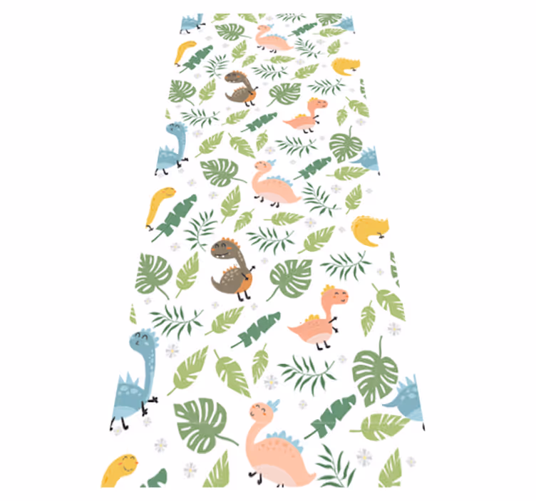Pastel color forest with dinosaurs pattern bedroom carpet - TenStickers