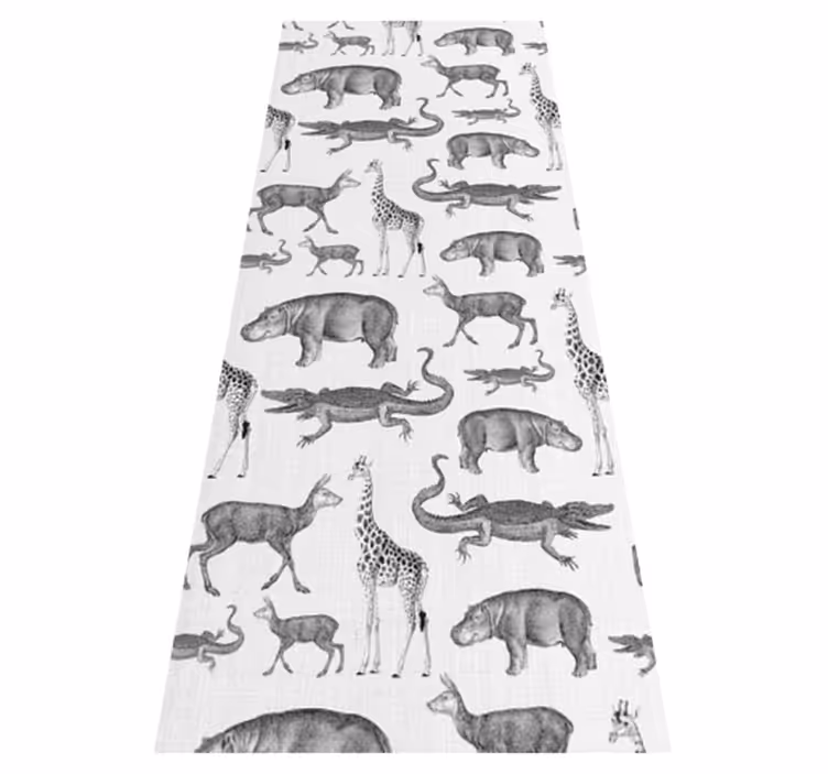 Bedroom carpet with safari animals and trees border - TenStickers