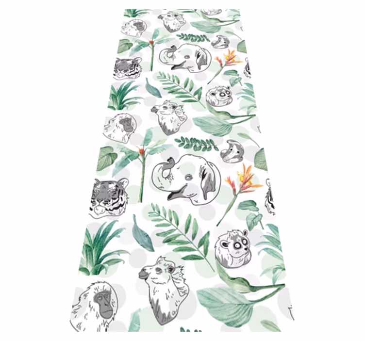 Watercolor tropical animals and plants bedroom carpet - TenStickers