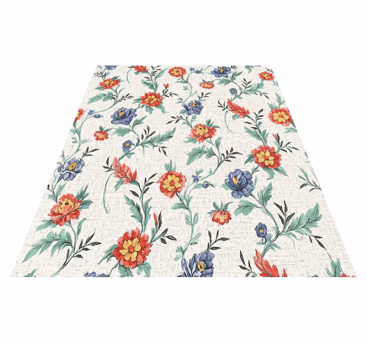 Bedroom carpet with retro floral design - TenStickers