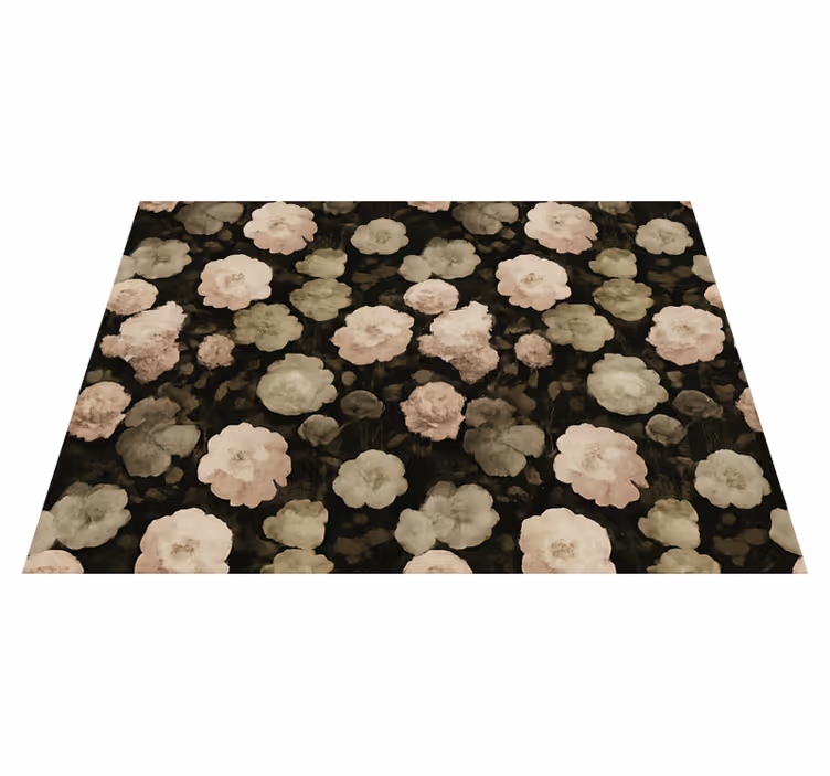 Bedroom carpet with dark retro floral design - TenStickers