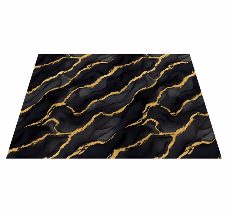 Bedroom carpet in black marble with gold motif - TenStickers